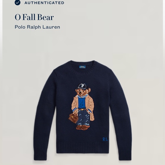 NWT Polo Ralph Lauren Polo Bear Wool Blend Women’s Blue Sweater - Picture 2 of 12